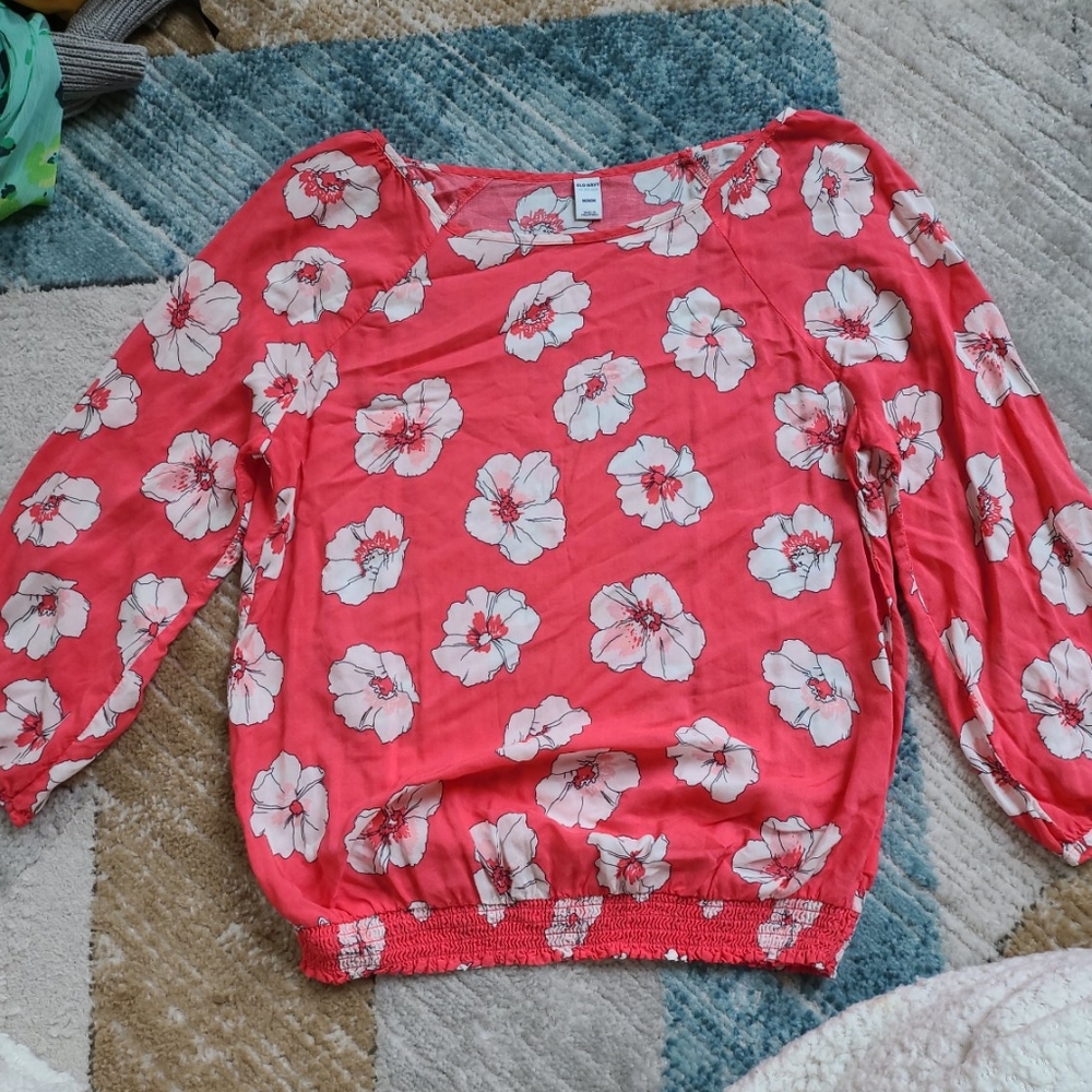 Elastic Waist Sakura Blossom Blouse